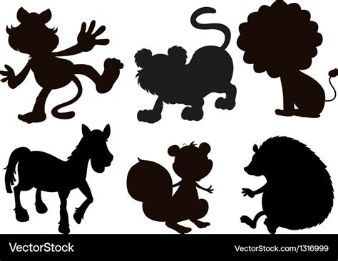 Animals in black colored images Royalty Free Vector Image