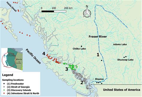 | Map of British Columbia (BC), Canada, illustrating the Fraser River ...