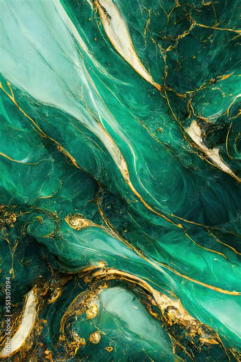 Green and gold marble background. Fluid art modern wallpaper. Stock ...