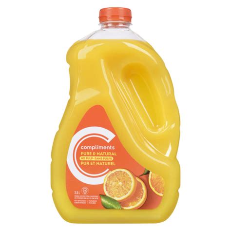 Orange Juice With No Pulp Not From Concentrate 2.5 L | Compliments.ca