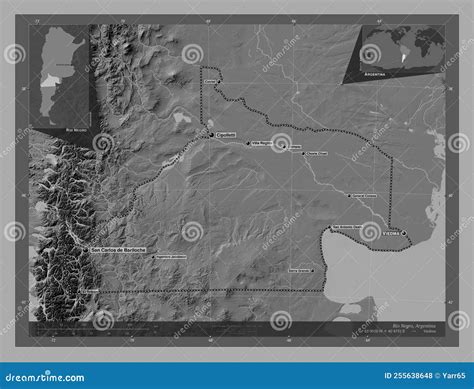 Rio Negro, Argentina. Bilevel. Labelled Points of Cities Stock Photo ...