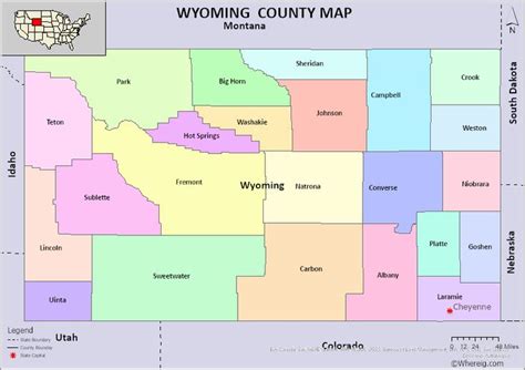 Wyoming County Map FREE! Check the list of 23 Counties in Wyoming and ...