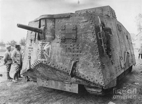 Captured German A7v Tank During Wwi Photograph by Bettmann - Fine Art ...