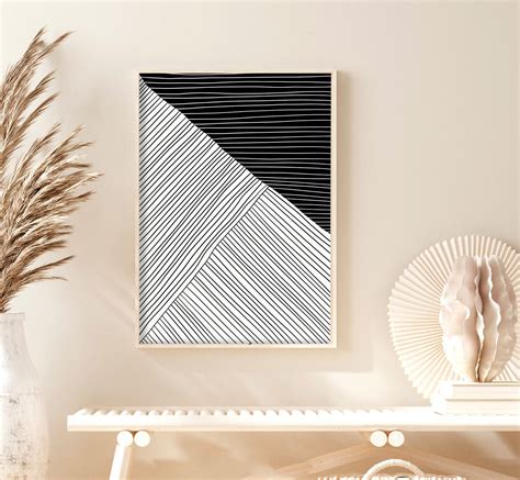 Geometric Print Geometric Art Black and White Stripes - Etsy