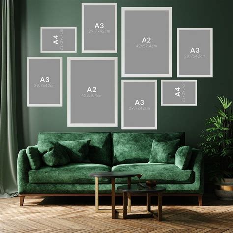 8 Piece White Wooden Picture Frame Set, 2x A2, 4 X A3 Frame, 2 X A4 ...