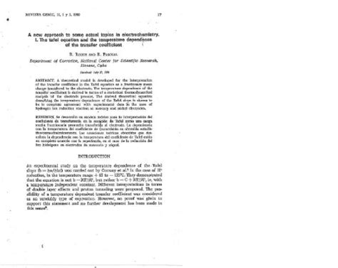 (PDF) New approach to Electrochemistry. The Tafel Equation