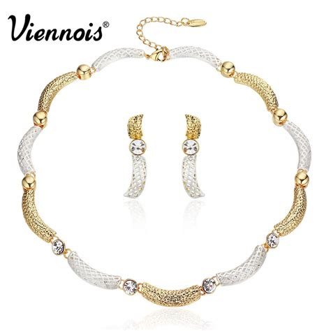 Viennois Gold Silver Multicolor Women Jewelry Set Rhinestone Statement ...