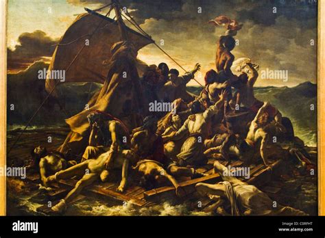 Painting of The Raft Of The Medusa in a museum, Musee Du Louvre, Paris ...