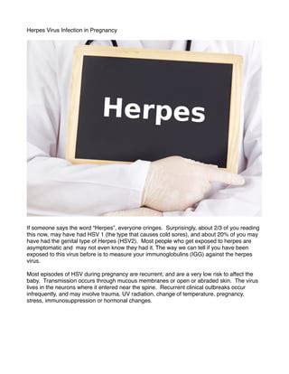 Herpes Virus Infection in Pregnancy | PDF