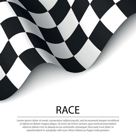 Waving checkered race flag on white background. Banner or ribbon ...