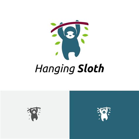 Cute Sloth Hanging Tree Branch Jungle Nature Logo 7152740 Vector Art at ...