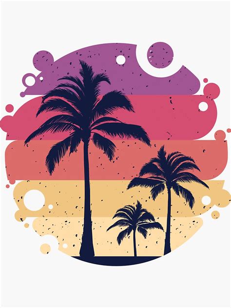 "Palm Trees Sunset Logo" Sticker by K-Constantine | Redbubble