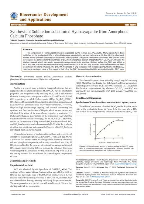 (PDF) Synthesis of Sulfate-ion-substituted Hydroxyapatite from ...