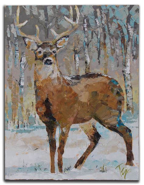 First Snow 30" X 40" Animal Paintings, Deer Paintings, Canvas Paintings ...