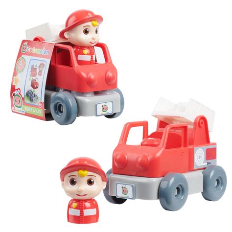 CoComelon Build-A-Vehicle, 4 Piece Set, JJ in Red Fire Truck ...