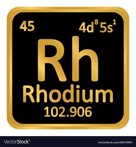 Periodic table element rhodium icon Royalty Free Vector