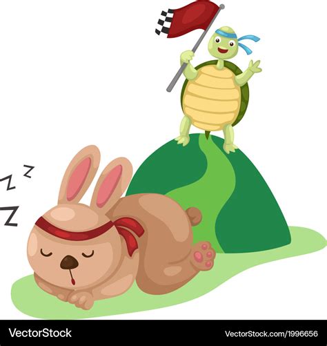 Turtle and rabbit running a race Royalty Free Vector Image