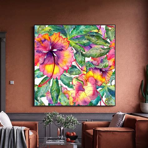 Abstract Floral Watercolor Wall Art Colorful Nordic Style Fine Art ...