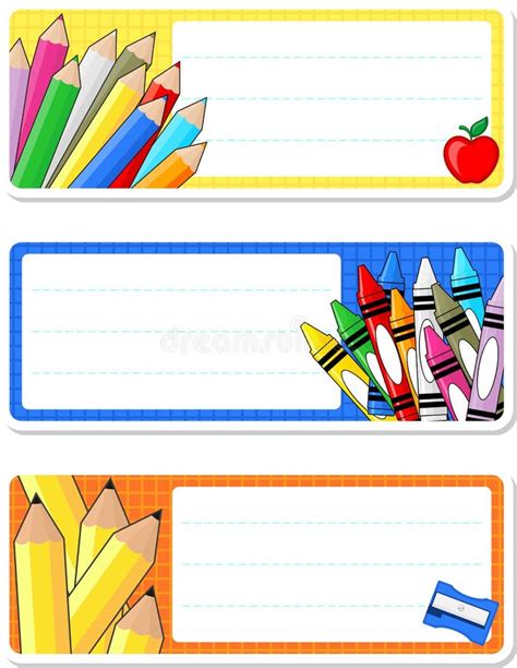 School notebook labels stock vector. Illustration of border - 32649134