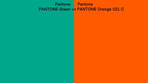 Pantone Green vs PANTONE Orange 021 C side by side comparison