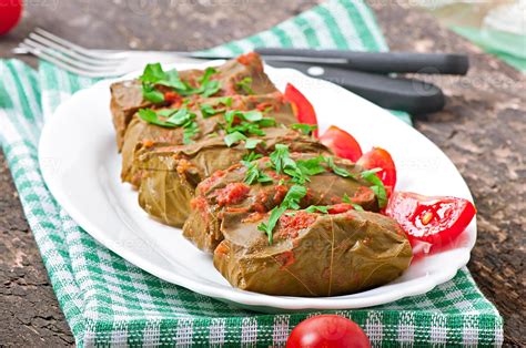 Dolma, stuffed grape leaves, turkish and greek cuisine 7238455 Stock ...