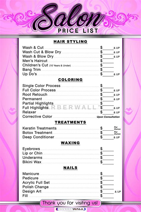 Buy Price List For Beauty Salon, by [ Barberwall ] - Salon with a ...