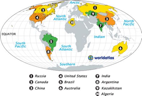 Map of the Largest Countries of the World - Worldatlas.com