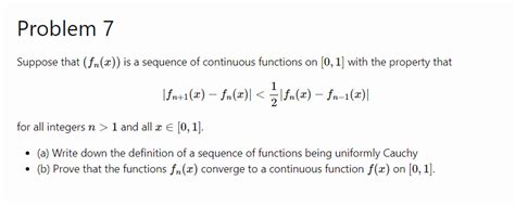 Solved Suppose that (fn(x)) is a sequence of continuous | Chegg.com