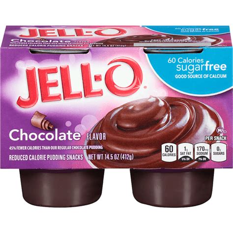 JELL-O Sugar Free, Low Calorie, Chocolate Pudding Snack Pack ...