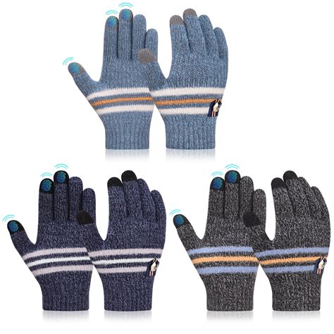 VBIGER 3Pcs Kids Winter Gloves Full Finger Gloves Children Touch Screen ...