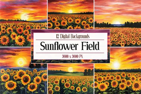 Sunflower Field Sunset Graphic by Pro Designer Team · Creative Fabrica