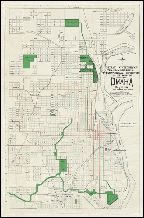 Omaha Nebraska Vintage City Map 1898 Photograph by Carol Japp - Fine ...