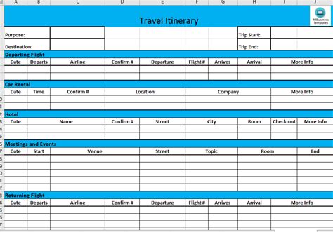 Excel Travel Template - SampleTemplatess - SampleTemplatess