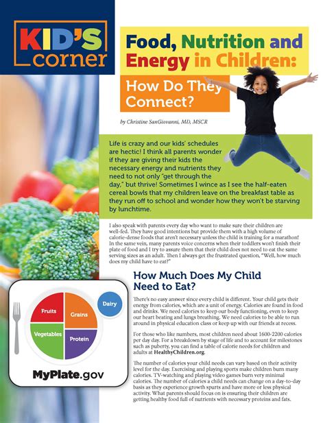 Kid's Corner: Food, Nutrition and Energy in Children - Obesity Action ...