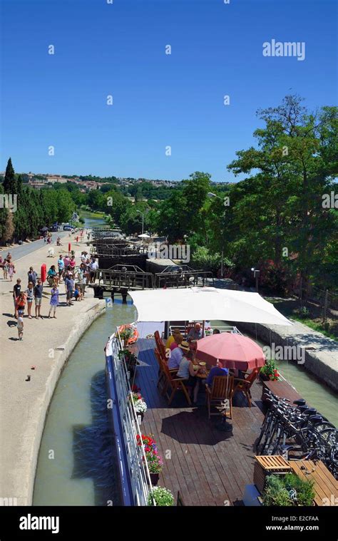 France, Herault, Beziers, Canal du Midi, World Heritage by UNESCO ...