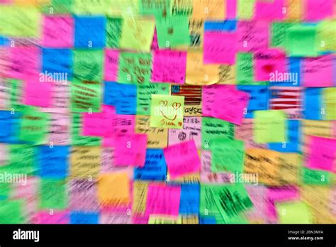 Wall covered in post-it notes. Kuala Lumpur. Malaysia Stock Photo - Alamy