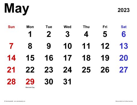 Calendar Of May 2023 - Calendar 2023 With Federal Holidays