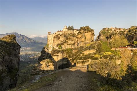 Sunrise at Meteora, Greece stock image. Image of cloudy - 170396559