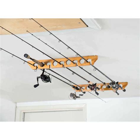 Old Cedar Outfitters Wooden Ceiling Horizontal Rod Rack, 9 Capacity ...