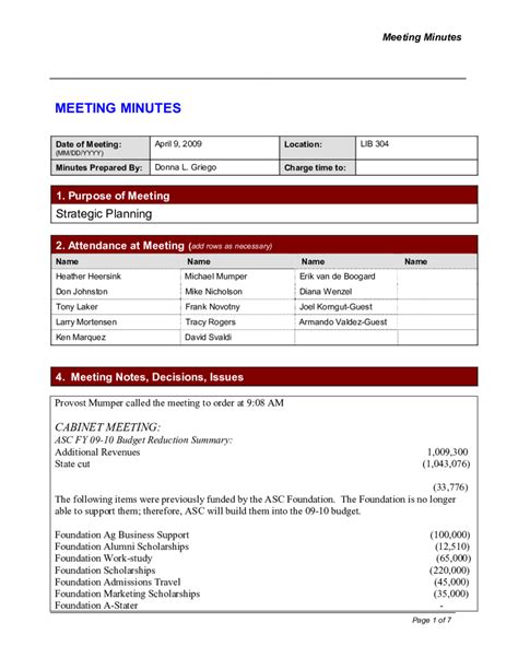 2024 Meeting Minutes Template - Fillable, Printable PDF & Forms | Handypdf