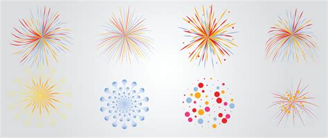 Set of new year firework vector illustration. Collection of vibrant ...