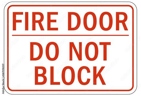 Door safety sign and labels do not block fire door Stock Vector | Adobe ...