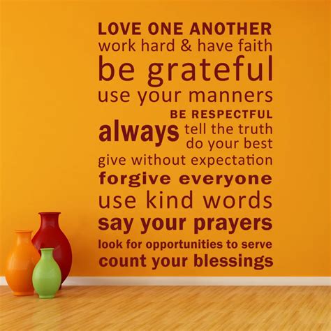 Love One Another, Have Faith, Be Grateful inspirational Quotes Wall ...