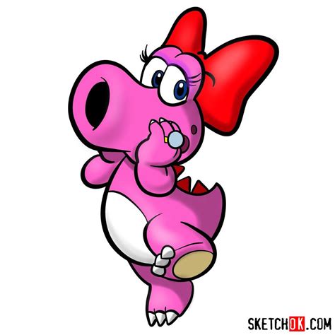 How to draw Birdo from Super Mario games - Sketchok easy drawing guides