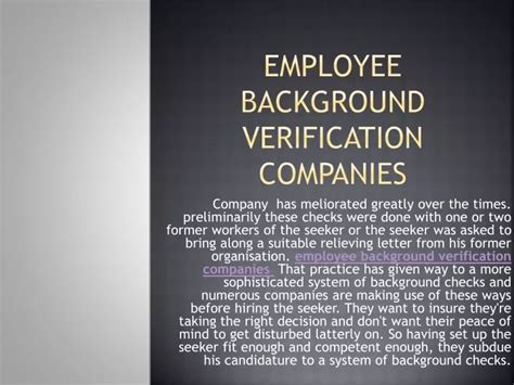 PPT - employee background verification companies PowerPoint ...