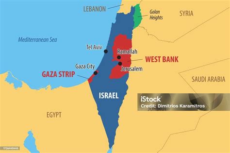 Map Of The Israelipalestinian Conflict Stock Illustration - Download ...