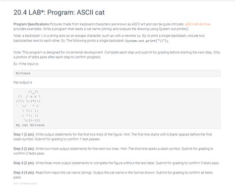 Solved 20.4 LAB*: Program: ASCII cat Program Specifications | Chegg.com