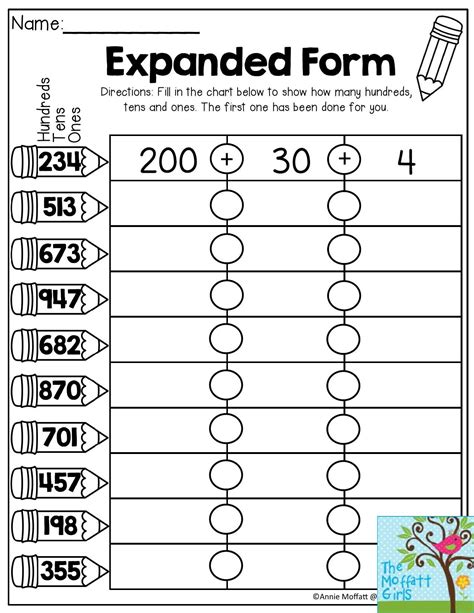 expanded notation worksheets for grade 2 worksheets - expanded notation ...