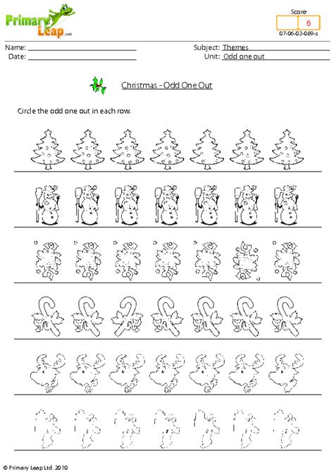 Christmas Worksheet - Odd One out