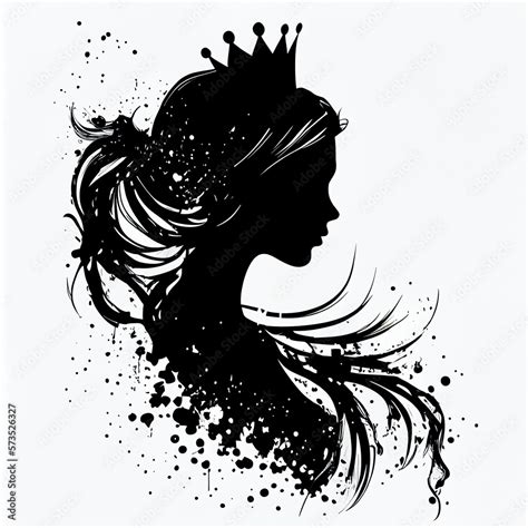 Silhouette of queen face or head side view, young woman bride or lady ...